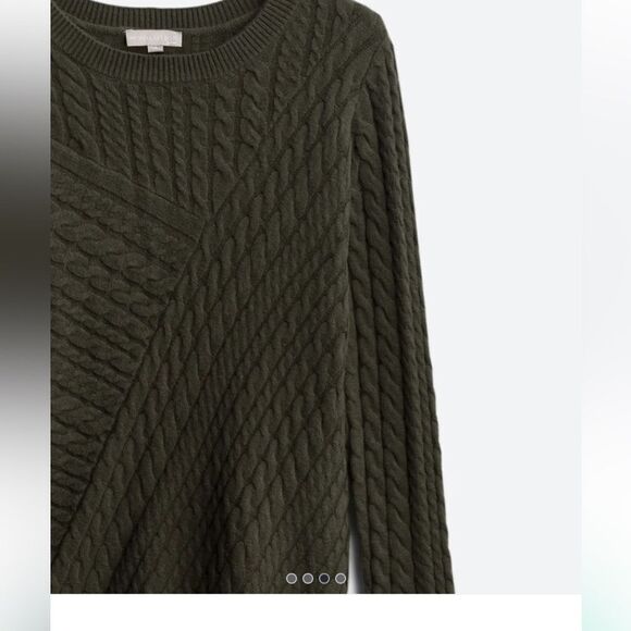 The Evolution Cyrus Aneesa Cable Knit Asymmetric HemSweater Olive Stitch Fix Nwt - Picture 3 of 6